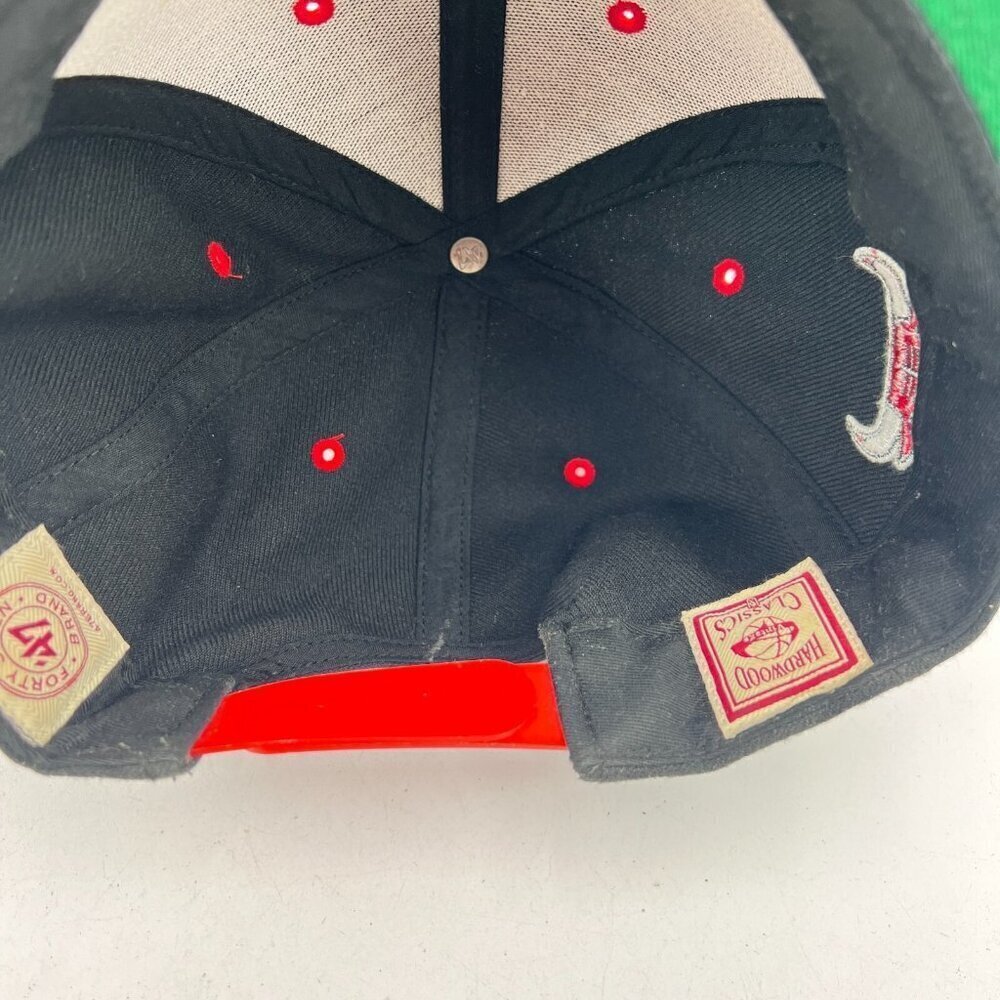 Chicago Bulls Forty Seven 47 Brand Hardwood Classic Black Red Snapback Hat - Picture 8 of 10